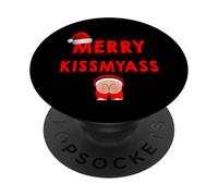 Merry KissMyAss Funny Santa Christmas Dirty Joke PopSockets PopGrip Adhesivo