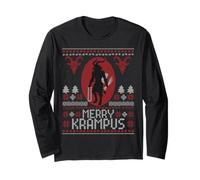 Merry Krampus Horror Creepy Evil Funny Feo Navidad Manga Larga