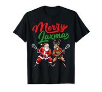 Merry Laxmas Ugly Christmas Santa Reindeer Lacrosse Player Camiseta