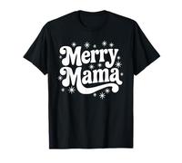 Merry Mama Christmas Mom Retro Groovy Holiday Mom Cita Camiseta