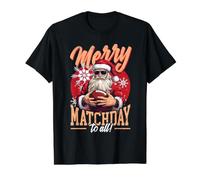 Merry Matchday To All Christmas Football Player Camiseta gráfica económica, Hombre, Negro, S