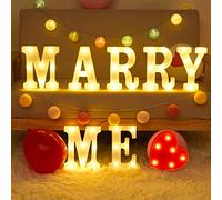 Merry Me - Letras luminosas decorativas de plástico con 1000 rosas artificiales rojas para decoración de propuesta de matrimonio al aire libre