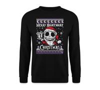 Merry Nightmare Jack Skellington Before | Ugly Christmas Sweater Navidad Sudadera Suéter, Negro , L