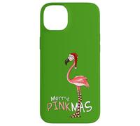 Merry Pinkmas Flamingo en Traje de Navidad con Gorra Carcasa para iPhone 14 Plus