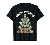 Merry Pugmas Funny Pug - Árbol de Navidad Camiseta