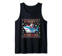 Merry Sharkmas Funny Santa Riding Shark Luces de Navidad Camiseta sin Mangas