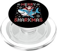 Merry Sharkmas Santa Riding Shark Christmas Lights Suéter Feo PopSockets PopGrip para MagSafe