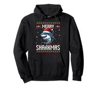 Merry Sharkmas Shark Ugly Christmas Lights Christmas Copos de nieve Sudadera con Capucha