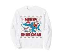 Merry Sharkmas Ugly Sweater Santa Riding Shark con Luces Sudadera