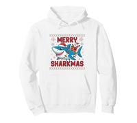 Merry Sharkmas Ugly Sweater Santa Riding Shark con Luces Sudadera con Capucha