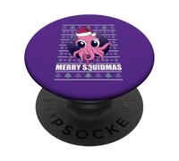 Merry SQUIDMAS Suéter Feo de Navidad con diseño de Pulpo de Papá Noel PopSockets PopGrip Adhesivo