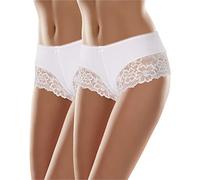 Merry Style Bragas Mujer Algodón Culotte - Bóxer Ajustado Elástico con Encaje Elegante, Ropa Interior Femenina Transpirable y Cómoda Tipo Boy Shorts para Diario MS-GAB-107 (2Pack Blanco, M)