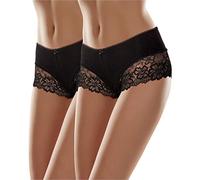 Merry Style Bragas Mujer Algodón Culotte - Bóxer Ajustado Elástico con Encaje Elegante, Ropa Interior Femenina Transpirable y Cómoda Tipo Boy Shorts para Diario MS-GAB-107 (2Pack Negro, M)