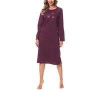 Merry Style Camisón Ropa de Cama Vestidos de Casa Manga Larga Mujer 91LW1 (Berenjena (Manga Larga), M)