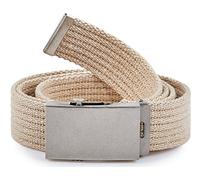 Merry Style Cinturón en Tejido para Mujer P20 (Claro Beige-Plata, 105 cm (Largo total 110 cm))