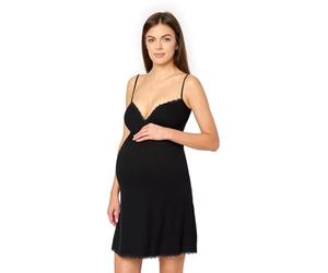 Merry Style Combinación Interior de Embarazo para Mujer de Viscosa Enagua elástica Ligera Agradable al Tacto camisón Mujer Dormir Ropa de Diario Camisa de Noche Verano MS10-466 (Negro, XXL)