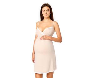 Merry Style Combinación Interior de Embarazo para Mujer de Viscosa Enagua elástica Ligera Agradable al Tacto camisón Mujer Dormir Ropa de Diario Camisa de Noche Verano MS10-466 (Beige, L)