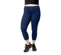 Merry Style Leggings Capri 3/4 para mujer, tallas grandes, de algodón, mallas deportivas Capri MS10-455, azul marino, 7XL Grande