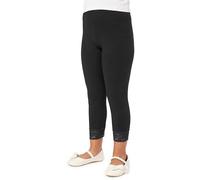 Merry Style Leggins 3/4 para Niña Mallas capri de algodón Pantalones piratas con Encaje para Niñas pantalón infantil MS10-228 (Negro, 128 cm)