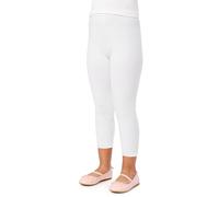 Merry Style Leggins 3/4 para niñas Mallas Deportivas Pantalones Piratas Leggins Infantiles de Viscosa Ropa de Deporte Leggings Capri para Niña MS10-131 (Blanco, 110 cm)