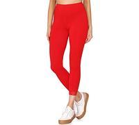 Merry Style Leggins 7/8 con Encaje para Mujeres Mallas Deportivas de Encaje Mujer Leggins para deporte fitness capri de viscosa Pantalones para verano MS10-342 (Rojo,L)