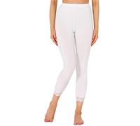 Merry Style Leggins 7/8 con Encaje para Mujeres Mallas Deportivas de Encaje Mujer Leggins para deporte fitness capri de viscosa Pantalones para verano MS10-342 (Blanco,S)