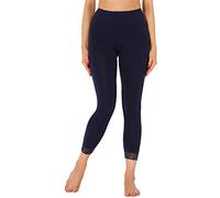 Merry Style Leggins 7/8 con Encaje para Mujeres Mallas Deportivas de Encaje Mujer Leggins para deporte fitness capri de viscosa Pantalones para verano MS10-342 (Azul Marino,M)
