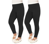 Merry Style Leggins Mallas Pantalones Largos Ropa Deportiva Niña MS10-130 (Negro (2Pack), 140 cm)
