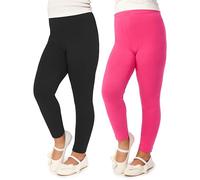 Merry Style Leggins Mallas Pantalones Largos Ropa Deportiva Niña MS10-130 (Negro/Rosa (2Pack), 110 cm)