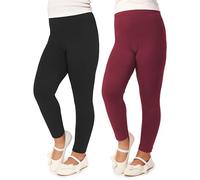 Merry Style Leggins Mallas Pantalones Largos Ropa Deportiva Niña MS10-130 (Negro/Vino (2Pack), 158 cm)