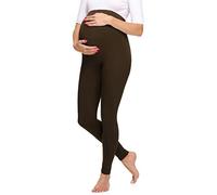 Merry Style Leggins Premamá Pantalones Largos de Mujer Mallas largas de Embarazo Pantalones para mujer embarazada MS10-297 (Marrón, L)