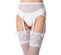 Merry Style Liguero de Encaje Lencería Sexy Ropa Interior Mujer MS10191GA (Blanco de Zinc, XXL)