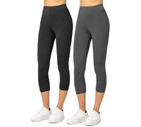 Merry Style Lote de 2 Leggins 3/4 Mallas Deportivas Mujer MS10-144 (Negro/Grafito, S)
