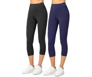 Merry Style Lote de 2 Leggins 3/4 Mallas Deportivas para Mujer Fitness Leggings Piratas Leggins Capri de Mujeres Verano Pantalones Piratas Yoga MS10-144 (Negro/Marino, S)