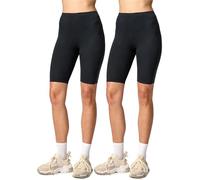 Merry Style Lote de 2 Leggins Cortos Mallas Deportivas Mujer Shorts Pantalones Cortos para Verano de Mujeres MS10-145 (Negro/Negro, M)