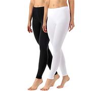 Merry Style Lote de 2 Leggins Largos Mallas Deportivas Mujer MS10-143 (Negro/Blanco, L)