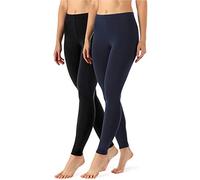Merry Style Lote de 2 Leggins Largos Mallas Deportivas Mujer MS10-143 (Negro/Marino, M)