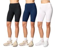 Merry Style Lote de 3 Leggins Cortos Mallas Deportivas Mujer Shorts Pantalones Cortos para Verano de Mujeres MS10-145 (Negro/Azul Marino/Blanco, M)