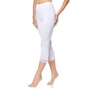 Merry Style Mallas 3/4 para mujeres Leggins con Encaje de Mujer Leggings pirata Pantalón Capri Deporte pantalones para primavera y verano Malla corta MS10-224 (Blanco, XXL)