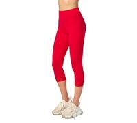 Merry Style Mallas 3/4 para mujeres Leggins con Encaje de Mujer Leggings pirata Pantalón Capri Deporte pantalones para primavera y verano Malla corta MS10-224 (Rojo, S)