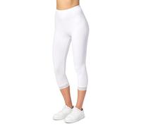 Merry Style Mallas 3/4 para mujeres Leggins con Encaje de Mujer Leggings pirata Pantalón Capri Deporte pantalones para primavera y verano Malla corta MS10-224 (Blanco, 3XL)