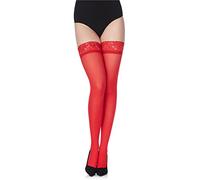 Merry Style Medias Autoadhesivas de Microfibra 40 DEN con Encaje Lencería Sexy Mujer Tights Leotardos MS 791 (Rojo-791, XL-XXL)