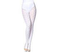 Merry Style Medias Opacas para mujeres con Estampado Pantys Medias con dibujos Lencería liguero Sexy Mujer MS 328 60 DEN (Blanco, S)