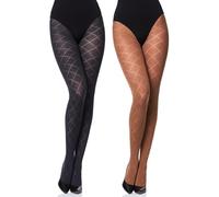 Merry Style Medias Opacas para mujeres con Estampado Pantys Medias con dibujos Lencería liguero Sexy Mujer MS 328 60 DEN (Grafito/Cappuccino, L)