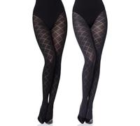 Merry Style Medias Opacas para mujeres con Estampado Pantys Medias con dibujos Lencería liguero Sexy Mujer MS 328 60 DEN (Negro/Grafito, S)
