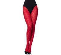Merry Style Medias Opacas para mujeres con Estampado Pantys Medias con dibujos Lencería liguero Sexy Mujer MS 328 60 DEN (Rojo, S)