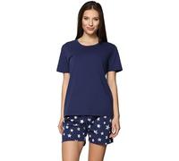 Merry Style Pijama Conjunto Camiseta y Pantalones Ropa de Cama Mujer MS10-177 (Estrellas Azul Marino/Azul, XXL)
