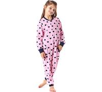 Merry Style Pijama Entero 1 Pieza Vestido de Casa 100% Algodón Niña MS10-186 (Rosa Corazón Marino, 122-128)