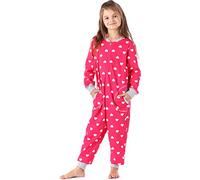 Merry Style Pijama Entero 1 Pieza Vestido de Casa 100% Algodón Niña MS10-186 (Rosa Corazón Melange, 134-140)