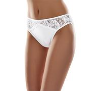 Merry Style Tangas Mujer de Algodón, Bragas Brasileña con Encaje - Ropa Interior Suave y Transpirable, Braguitas Ajuste Cómodo Diario, Lencería Femenina Elegante MS-GAB-45 (Blanco, S)